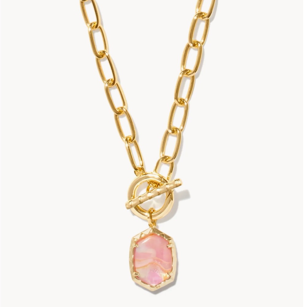 Kendra Scott Gold and Pink Necklace with Toggle Clasp